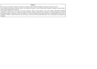 Objetivo
Este curso tem como objetivo subsidiar o profissional na criação de relatórios dinâmicos/dashboards, utilizando a ferramenta Power BI.
Para estudantes e profissionais que atuam na análise e na inteligência de negócios, ou seja, profissionais que trabalham com grandes volumes de dados -
tanto em sua produção quanto no consumo.
O profissional formado pelo Senac tem como marcas formativas: domínio técnico-científico, visão crítica, atitude empreendedora, sustentável,
colaborativa, atuando com foco em resultados. Estas marcas formativas reforçam o compromisso da instituição com a formação integral do ser humano,
considerando aspectos relacionados ao mundo do trabalho e ao exercício da cidadania. Esta perspectiva propicia o comprometimento do aluno com a
qualidade do trabalho, o desenvolvimento de uma visão ampla e consciente sobre sua atuação profissional e sobre sua capacidade de transformação da
sociedade.
 