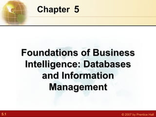 5 Chapter   Foundations of Business Intelligence: Databases and Information Management 
