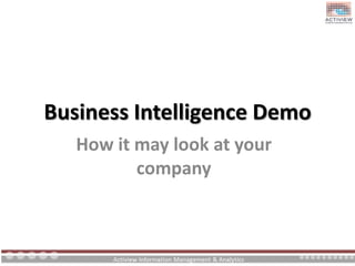 Business Intelligence Demo How it may look at your company 