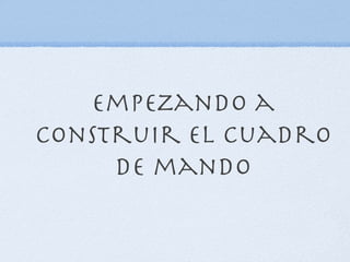 Empezando a
construir el cuadro
     de mando
 