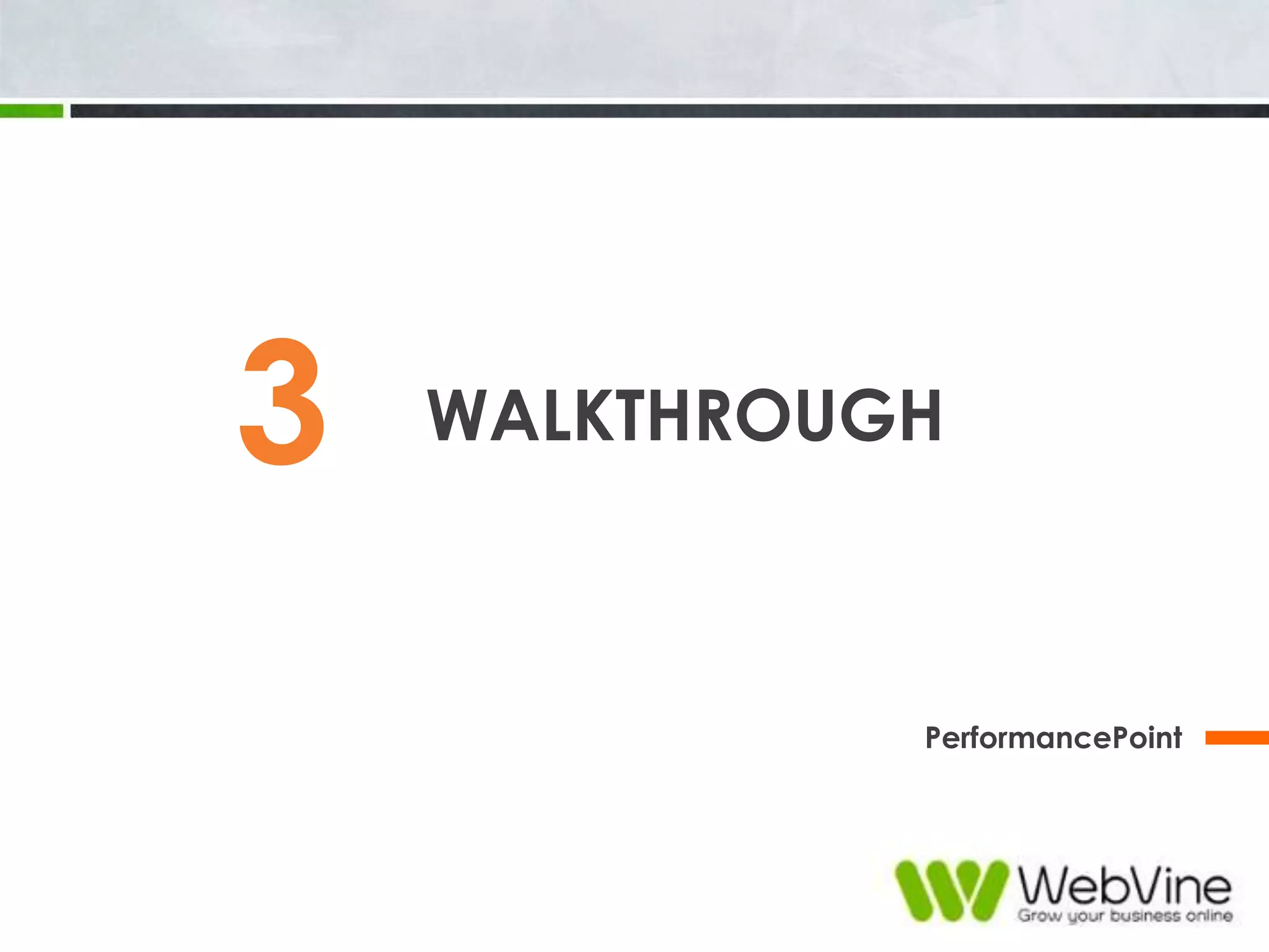 WALKTHROUGH
PerformancePoint
 