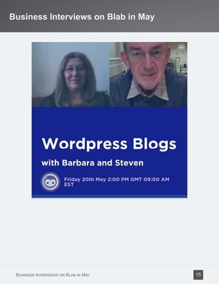 Business Interviews on Blab in May
Business Interviews on Blab in May 15
 
