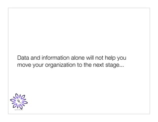 Data and information alone will not help you
move your organization to the next stage...
 
