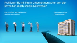Profitieren Sie mit Ihrem Unternehmen schon von der
Revolution durch soziale Netzwerke?

Ihre Kunden, Mitarbeiter und             Wie steht's um Ihr
Partner sind vernetzt                    Unternehmen?
 