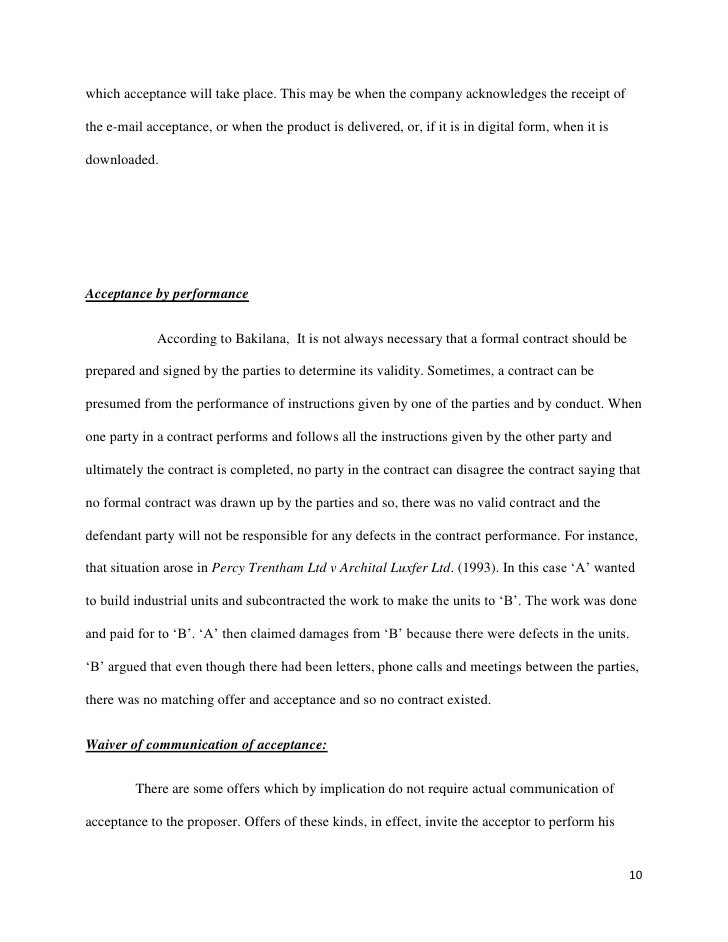 business law contract acceptance letters