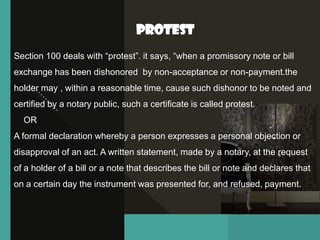 bill of exchange, dishonour of bill and noting&protesting | PPTX