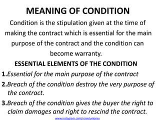 CONDITIONS AND WARRANTIES BUSINESS LAW | PPTX
