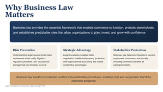 Business Law: Legal Foundations for Commercial Success and Risk ...