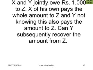 X and Y jointly owe Rs. 1,000 to Z. X of his own pays the whole amount to Z and Y not knowing this also pays the amount to Z. Can Y subsequently recover the amount from Z.  