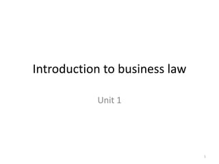 Introduction to business law

           Unit 1




                               1
 