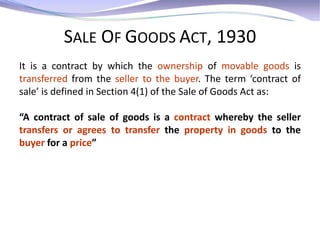 landmark cases on sale of goods act