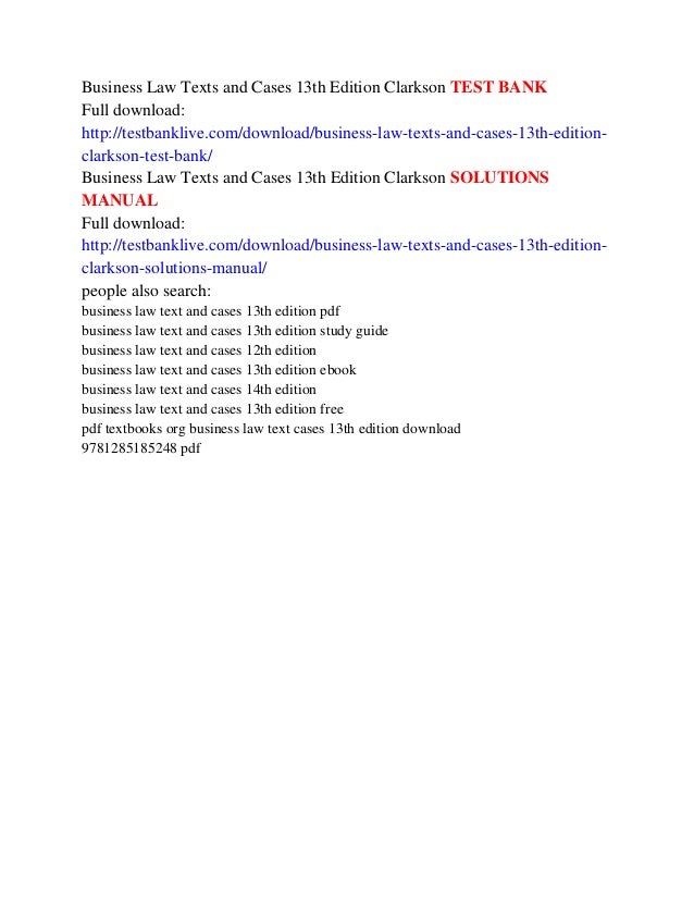 Business law clarkson pdf 14th Business law clarkson pdf 14th