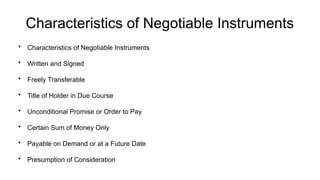 BUSINESS LAW UNIT V - Law of Negotiable Instruments (Instrument ...