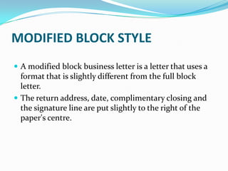 Business letters and different styles | PPTX