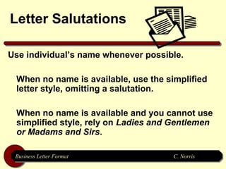 Salutation Format Business letter format | PPT