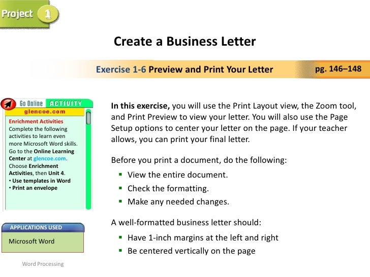 how to set up a business letter