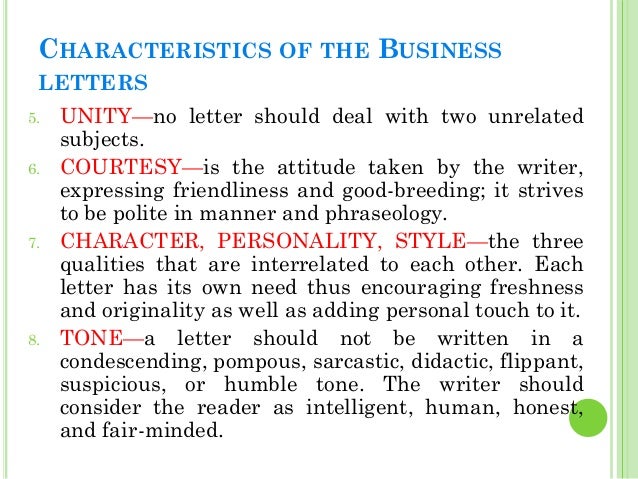 characteristics of business letter essay
