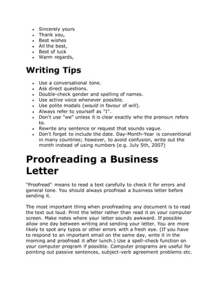 Business letters in english | DOCX