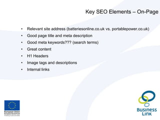Key Components – Web Presence ModelPRDistributionBlogDirectoriesArticleSubmissionPartnerLinksVideo HostingSitesSocial NetworkPagesWebsite(s)DirectorySubmissionsBlogImage HostingSitesHIGH INVOLVEMENTLOW INVOLVEMENT
