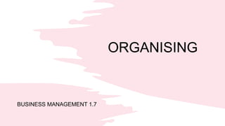 ORGANISING
BUSINESS MANAGEMENT 1.7
 