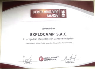 Business Management Awards 2012 ExploCamp
