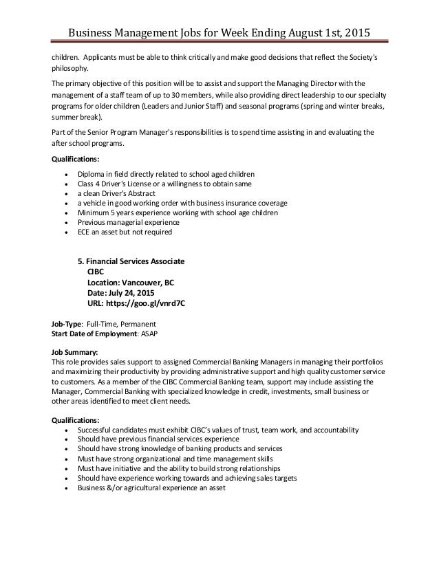 small business manager job description