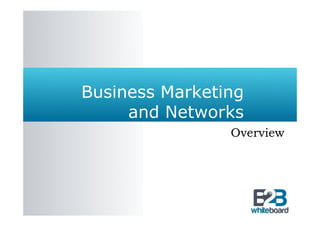 Business Marketing
     and Networks
                Overview
 