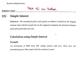 Business mathematics week 1 simple interest | PPT