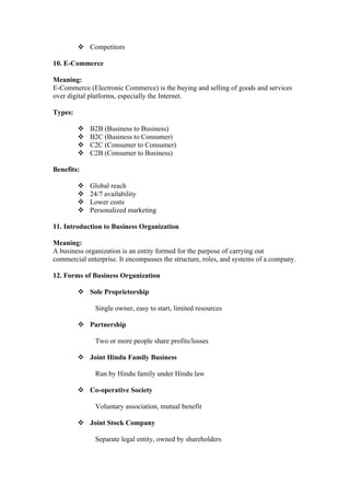 Business Management - unit 1 and 2 | DOCX