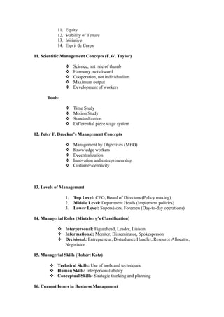 Business Management - unit 1 and 2 | DOCX