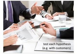 test	
  each	
  hypothesis
(e.g.	
  with	
  customers)
 
