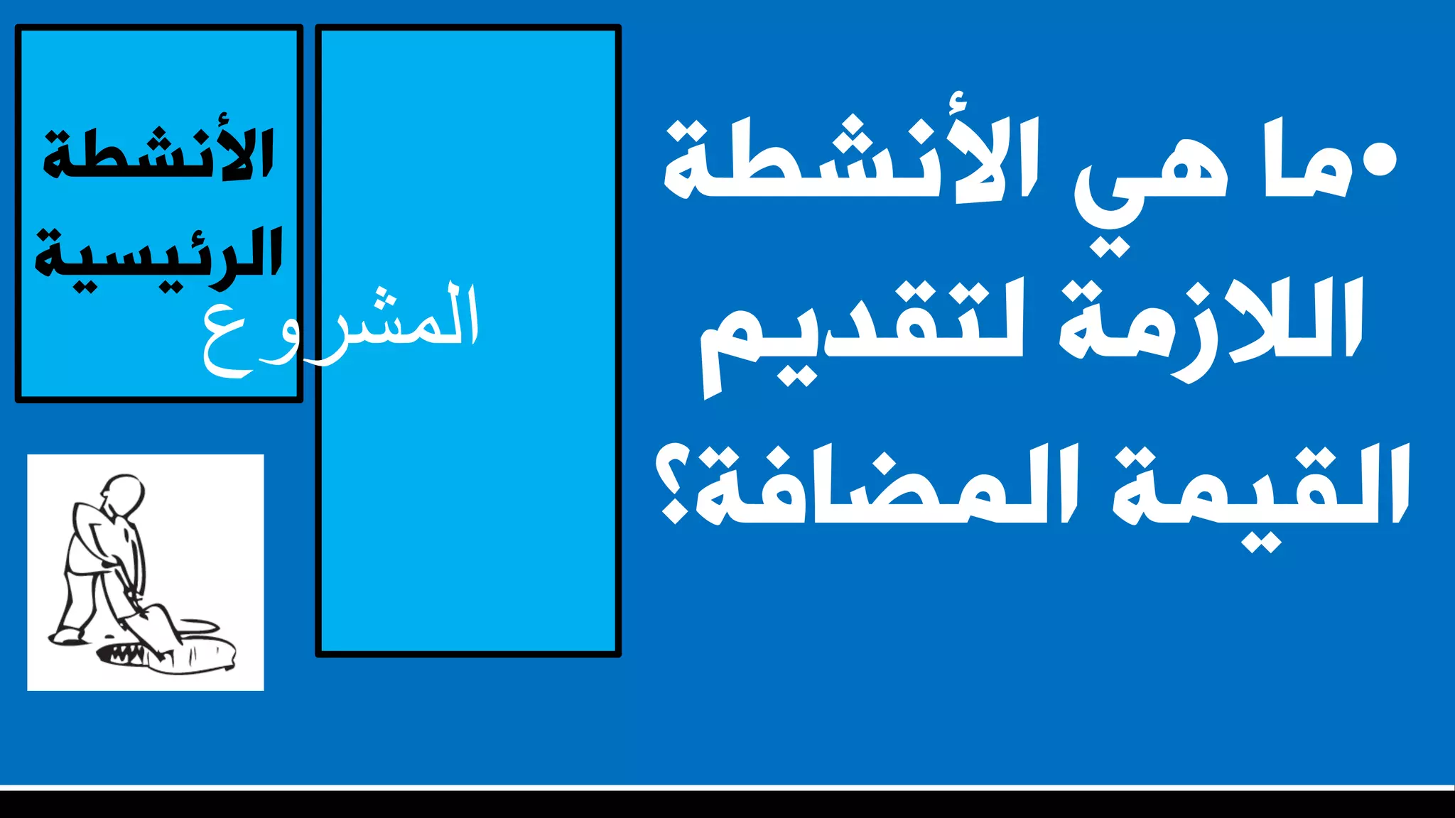 ‫األّشطت‬
‫اىشئيسيت‬
‫المشروع‬
•‫األّشطت‬ ‫ٕي‬ ‫ٍا‬
ٌ‫ىتقذي‬ ‫اىالصٍت‬
‫اىَضافت؟‬ ‫اىقيَت‬
 