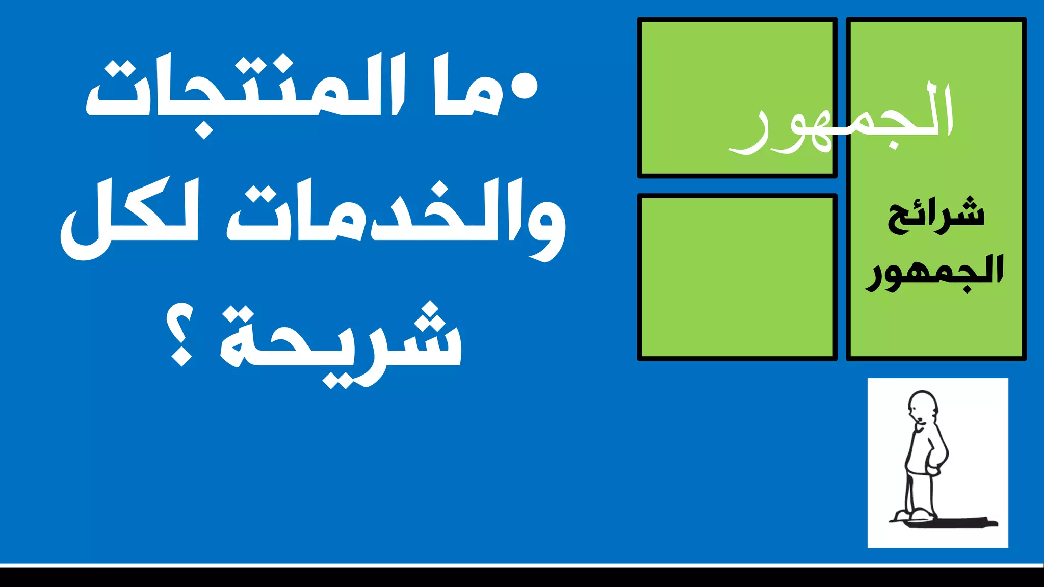 ‫ششائح‬
‫اىجَٖ٘س‬
‫الجمهور‬•‫اىَْتجاث‬ ‫ٍا‬
‫ىنو‬ ‫ٗاىخذٍاث‬
‫؟‬ ‫ششيحت‬
 