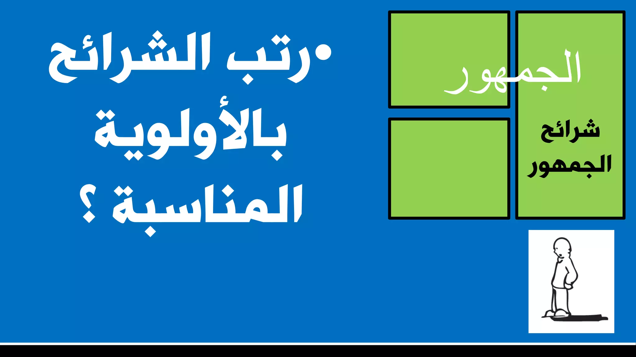 ‫ششائح‬
‫اىجَٖ٘س‬
‫الجمهور‬•‫اىششائح‬ ‫ستب‬
‫باألٗى٘يت‬
‫؟‬ ‫اىَْاسبت‬
 