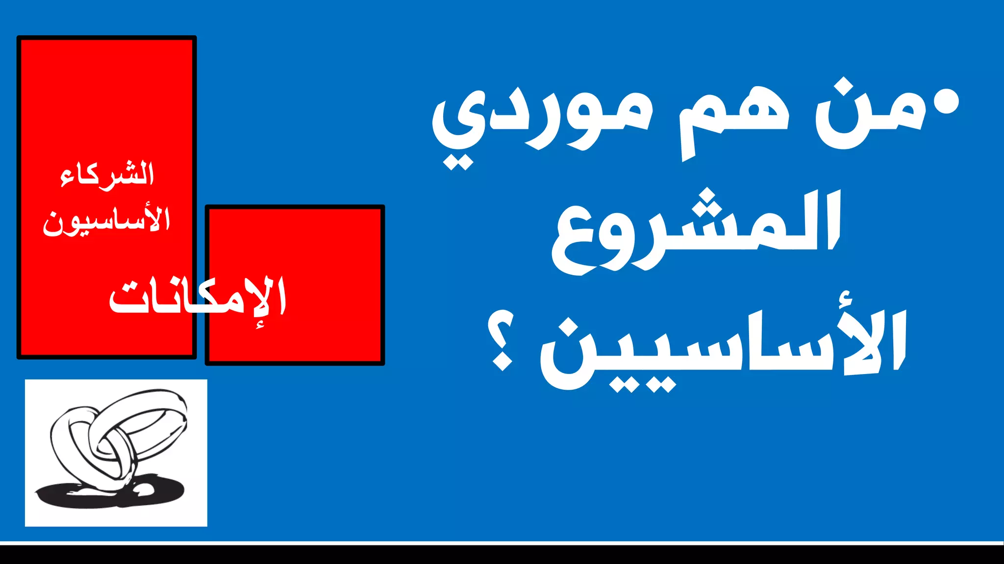 ‫الشركاء‬
‫األساسيون‬
‫اإلمكانات‬
•‫ٍ٘سدي‬ ٌٕ ٍِ
‫اىَششٗع‬
‫؟‬ ِ‫األساسيي‬
 