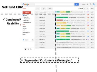 NetHunt CRM
 Convinced/
Usability
 Segmented Customers + Diversified
 
