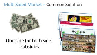 Multi Sided Market – Common Solution
One side (or both side)
subsidies
 