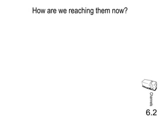 How are we reaching them now?




                                Channels
                                6.2
 