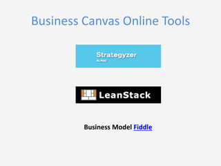 Business Canvas Online Tools

Business Model Fiddle

 
