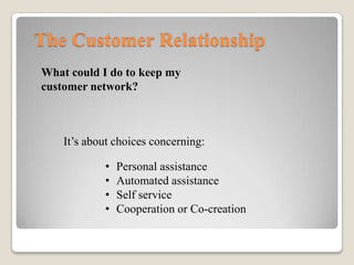 The Customer Relationship
Sistema di feedback
Coupon e sconti
 