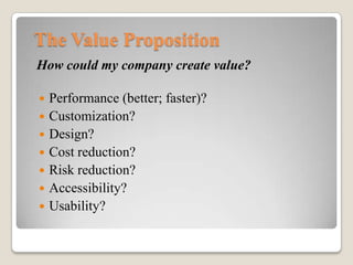 The Value Proposition
Possibilità di 
vendere ed 
acquistare 
oggetti a 
prezzo 
d’asta.
Creazione di 
una propria 
vetrina/
negozio 
virtuale.
 