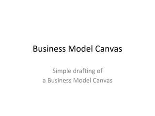Business Model Canvas
Simple drafting of
a Business Model Canvas
 
