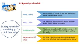 6. Nguồn lực chủ chốt
Không hứa nhiều
hơn những gì có
thể thực hiện
 