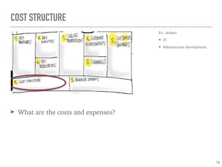 COST STRUCTURE
➤ What are the costs and expenses?
Ex. taobao:
➤ IT
➤ Infrasructure development
10
 