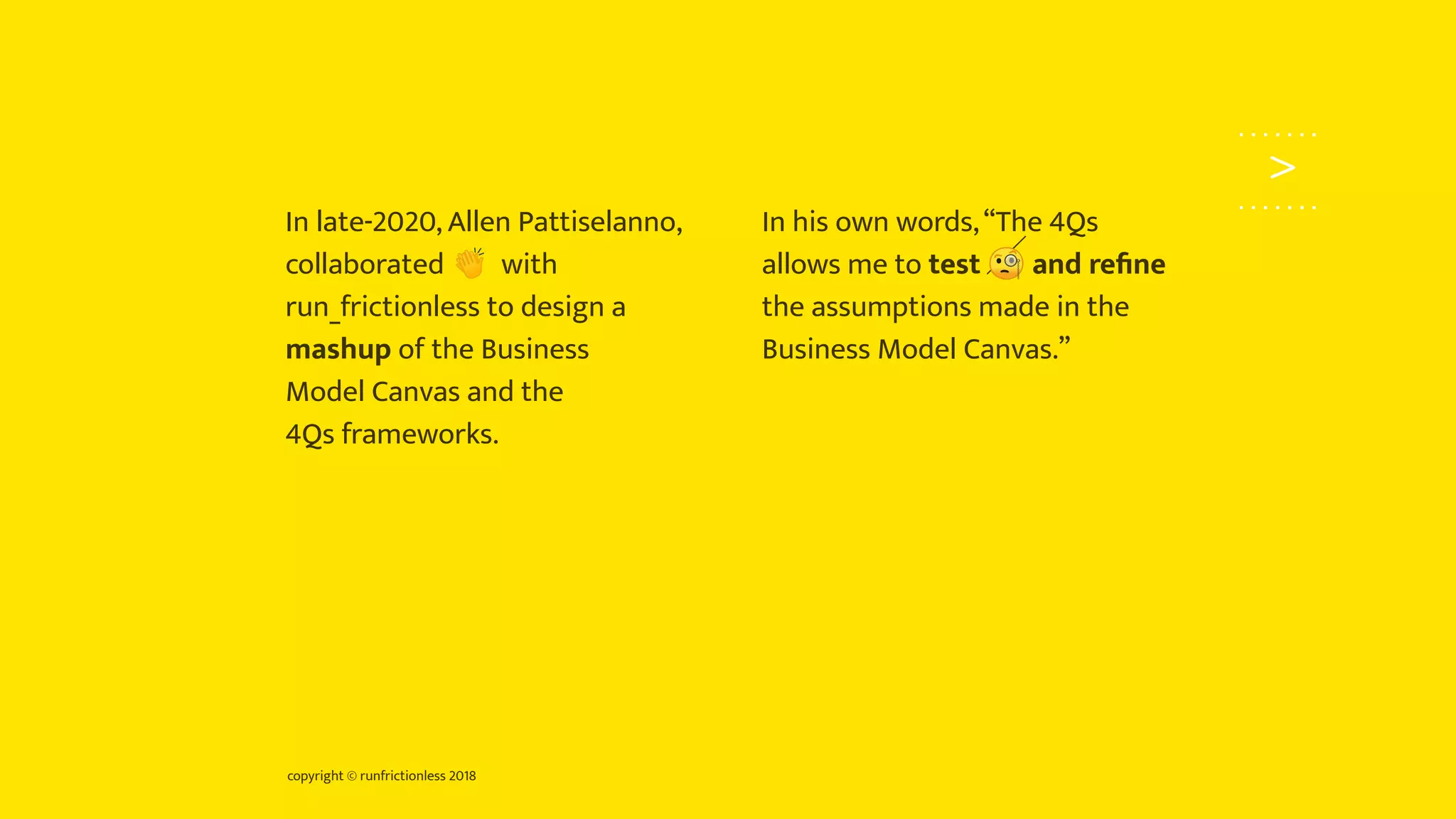 Business Model Canvas mash-up with the 4Qs Framework. Mash-up by Allen ...