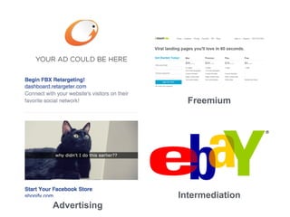 Freemium
Intermediation
Advertising
 