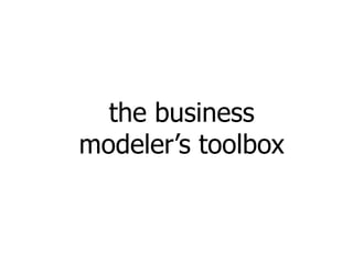 the business
modeler’s toolbox
 
