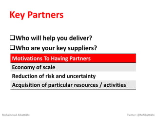 On-demand
movies & TV
shows
Get:
Marketing
Campaigns Keep:
High-Quality
video
streaming
Grow:
Word of
Mouth
Netflix.com
Internet
Users
$9.99 per
month
Software
Technology
Brand Netflix App
TV ChannelsSuccessful
Shows
Licensing
Shows
Copyrights
Mohammad Albattikhi Twitter: @MAlbattikhi
 