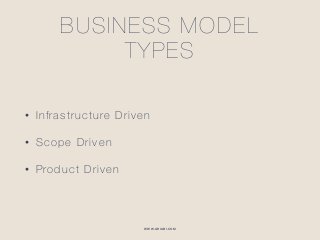 WWW.GHIABI.COM
BUSINESS MODEL
TYPES
• Infrastructure Driven
• Scope Driven
• Product Driven
 