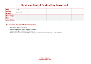 Goals the new business model / idea aims at achieving